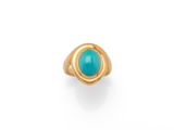 une bague en or 18 carats et turquoise
