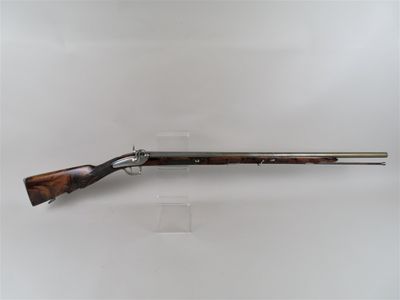 Single shot percussion shotgun; lock marked 