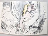 a drawing of a man and a woman in a wedding dress