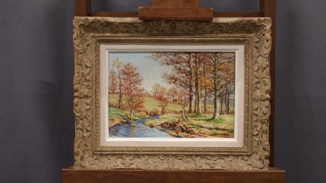 ISSANCHOU « Paysage à la rivière, Limousin », huile sur toile, si...