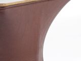 a brown table with a marble top on a white background