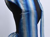 a mannequin wearing a blue and white striped dress