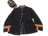 a black uniform with a hat on top of it