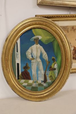 a painting of a man in a sailor ' s uniform on a mantle