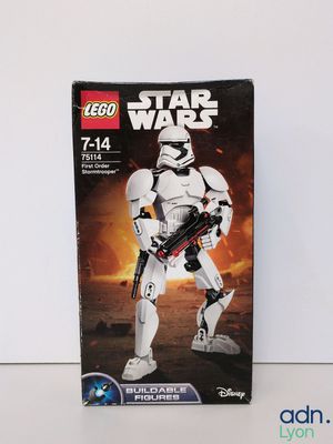 the box of the lego star wars stormtrooper figure is open