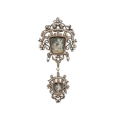 une image représentant une broche sur laquelle figure le portrait d'une femme