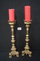 2 bougeoirs en bronze - H : 38 cm