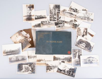 une vieille photo d'un livre entourée de vieilles photos de personnes