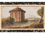 an image of a painting of a small building in a field