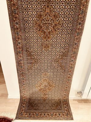 Tapis Iran tabriz couloire fond blanc et marron 290 X 0/80