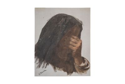 une image représentant un tableau où l'on voit une femme se couvrant le visage d'un voile