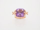 an amethorate and diamond ring set in 18k rose gold