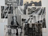 several old black and white photos of men and women in uniform