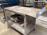 an image of a workbench in a warehouse