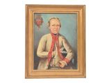 painting of a man in a military uniform holding a sword and wearing a red sash