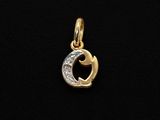 a gold and diamond pendant with the letter c on it