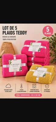lot de 5 plaiss teddy rose et jaunes rose et jaunes lot de 5 plaiss teddy rose et jaunes jaunes