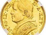 a close up of a gold coin with an image of a man