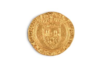gros plan d'une pièce d'or sur une surface blanche