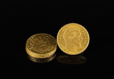 FRANCE - NAPOLÉON III. Réunion de quatre pièces de 20 francs…