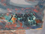 an image of a close up of a painting on a easel