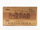 a wooden box with a drawing of a castle on it