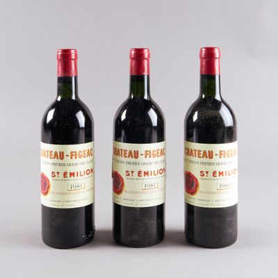 3 bouteilles Château FIGEAC, 1° Grand Cru St-Émilion 1981 (J…