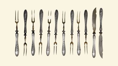 Partie de service à bonbons ou à fruits en métal doré et arg…