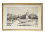 une image représentant un dessin d'un bâtiment dans un parc