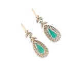 an image of a pair of earrings with green stones