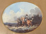 a picture of a painting of a man riding a horse