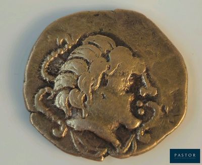 l'image d'une pièce d'or sur laquelle figure le visage d'un homme