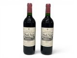 deux bouteilles de vin rouge posées l'une à côté de l'autre sur une surface blanche