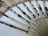 a close up of a fan on a table