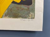 une photo d'un tableau représentant une femme en robe jaune