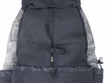 a black backpack that is sitting on a table