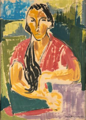 une image d'un tableau représentant une femme assise sur une chaise