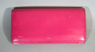 CELINE Pochette en cuir rose