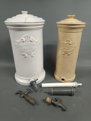 three different types of kitchen items are displayed on a gray surface