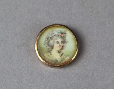 an image of a miniature portrait of a woman wearing a hat