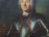 a painting of a man in armor with a leopard print blanket