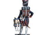 statue of a soldier with a drum and a drum stand on a white background