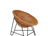 an image of a wicker chair with a black metal frame