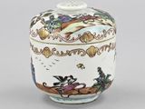 an image of a chinese porcelain jar with a bird and flower decoration