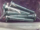 three screws in a plastic bag on a table