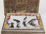 a box with a picture of people and animals in it