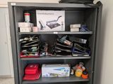 a book shelf with a bunch of items on it
