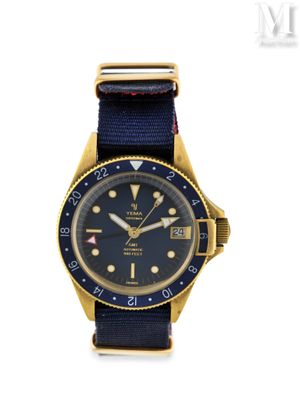 une image représentant une montre au cadran bleu et au boîtier doré