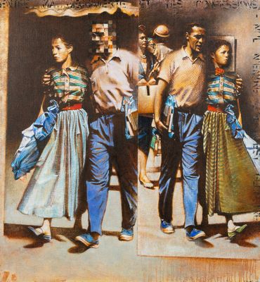 Jean Pierre Gonthier (1956) 'Trottoir', acrylique sur toile …