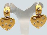 paire de boucles d'oreilles plaquées or en forme de cœur, ornées de cristaux